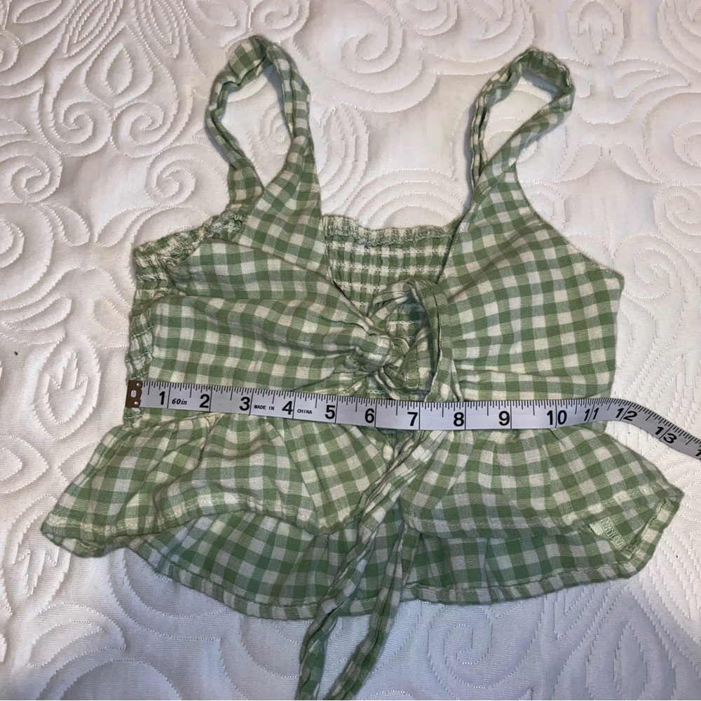American Eagle Green/White Plaid Linen Set in size XXS - Picture 2 of 15